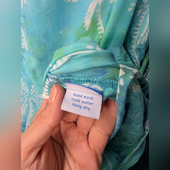 Tropical Palm Print Blouse - Green - Picture 6 of 13